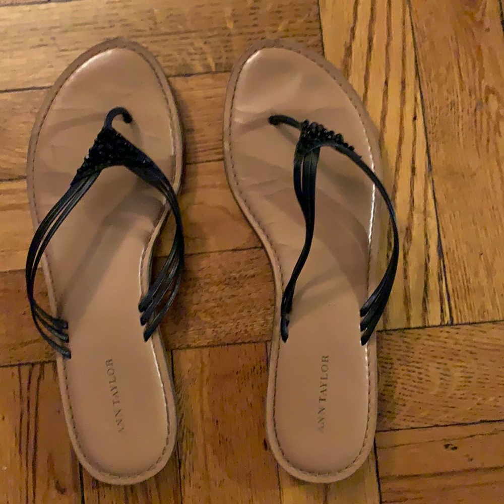 Ann Taylor Leather Thong Sandal with Bead Detail